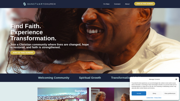 Screenshot of the The Bay Church (North East) website