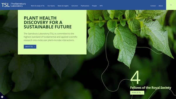 Screenshot of the The Sainsbury Laboratory website