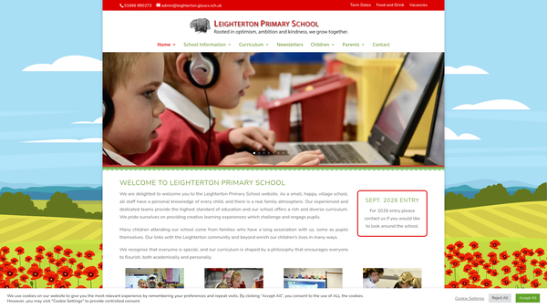 Screenshot of the Leighterton School PTFA website