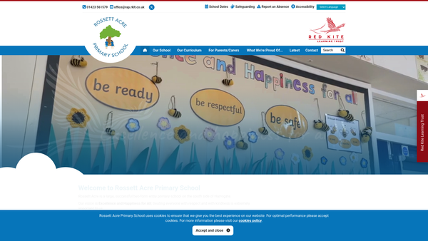 Screenshot of the Rossett Acre PTA website
