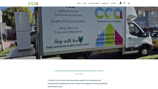 Screenshot of the Christian Community Action Ministries website
