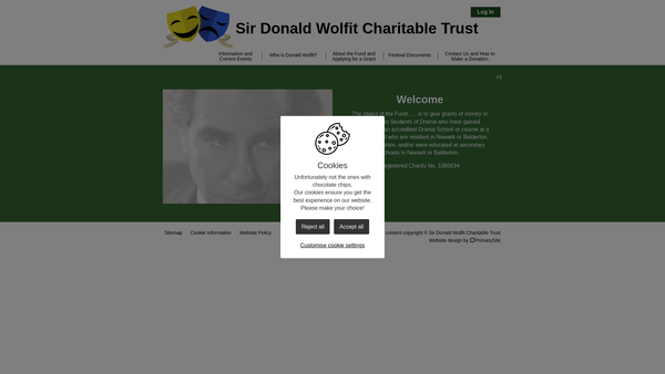 Screenshot of the Sir Donald Wolfit Charitable Trust website