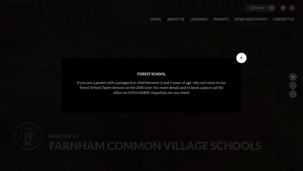 Screenshot of the Farnham Common Middle School - School Fund website