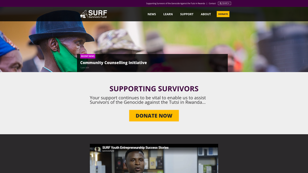 Screenshot of the Survivors Fund (Surf) website