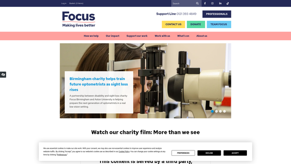 Screenshot of the Focus Birmingham website