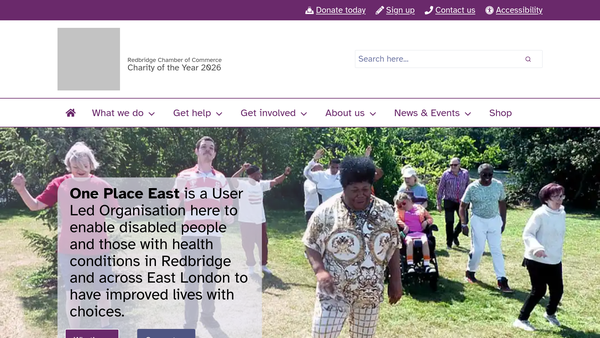 Screenshot of the One Place East Ltd website
