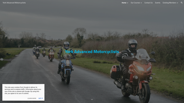 Screenshot of the York Advanced Motorcyclists website