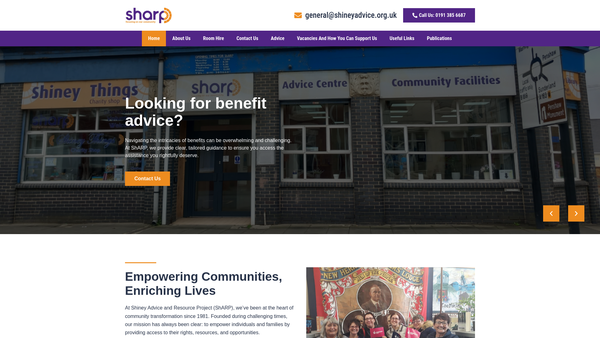 Screenshot of the Shiney Advice And Resource Project website