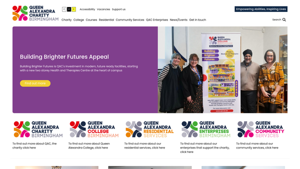 Screenshot of the Queen Alexandra College website