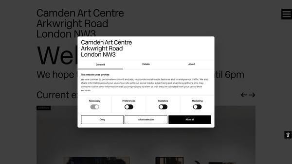Screenshot of the Camden Arts Centre website