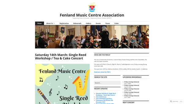 Screenshot of the Fenland Music Centre Association website