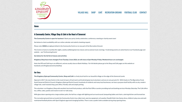 Screenshot of the Kingsbury Episcopi Amenities Improvement Committee website