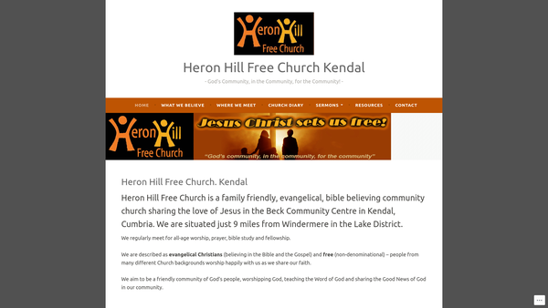 Screenshot of the Heron Hill Free Church website