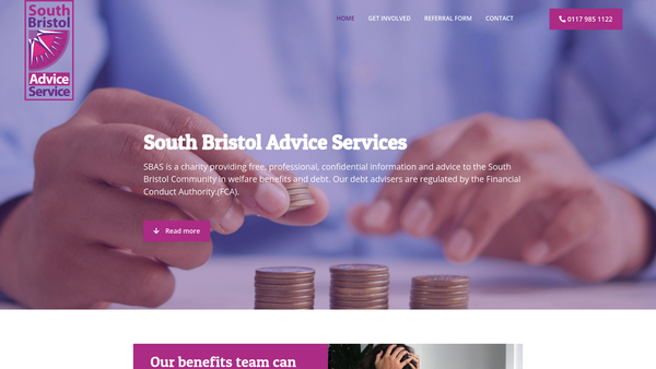 Screenshot of the South Bristol Advice Services website