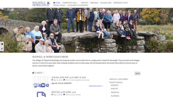 Screenshot of the Halwell And Moreleigh Village Hall And Recreation Trust website