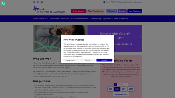 Screenshot of the Mind In The Vale Of Glamorgan website