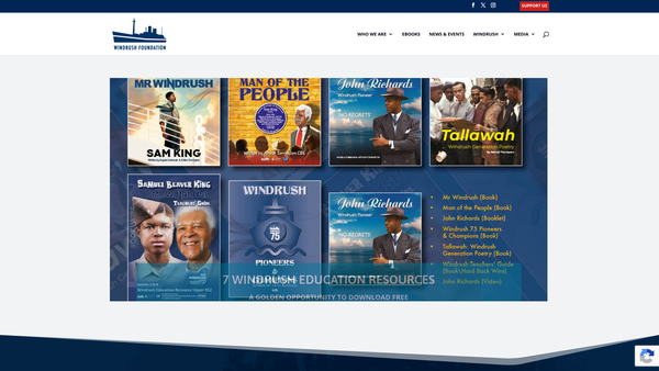 Screenshot of the Windrush Foundation website