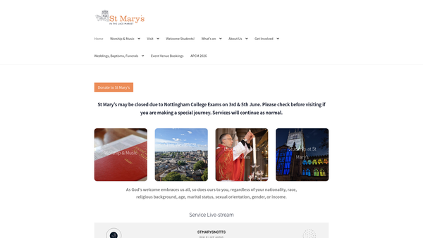 Screenshot of the The Friends Of St Mary's Nottingham website