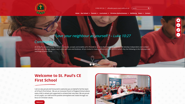 Screenshot of the St Paul's School Association (Coven) website