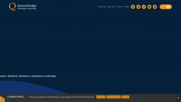 Screenshot of the Queensbridge Arts College Fund website
