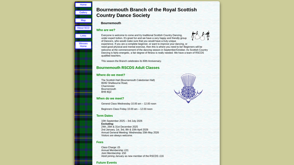 Screenshot of the The Bournemouth Branch Of The Royal Scottish Country Dance Society website