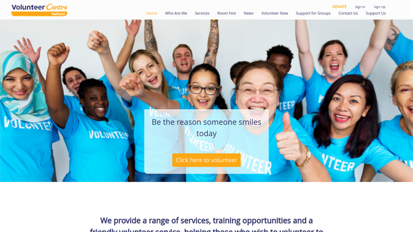Screenshot of the Ashford Volunteer Centre website