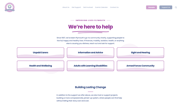 Screenshot of the Improving Lives Plymouth website