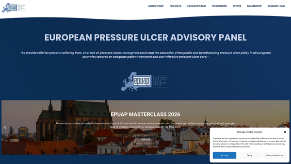 Screenshot of the European Pressure Ulcer Advisory Panel Charity website