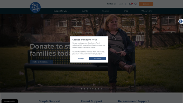 Screenshot of the Care For The Family website