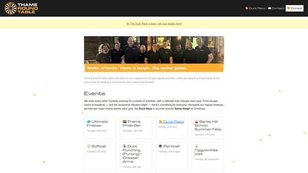 Screenshot of the Thame And District Round Table Charity website