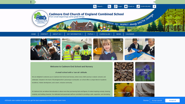 Screenshot of the Cadmore End School Fund website