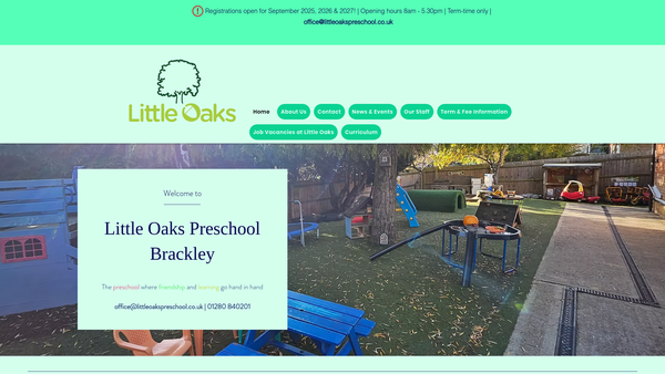 Screenshot of the Little Oaks website