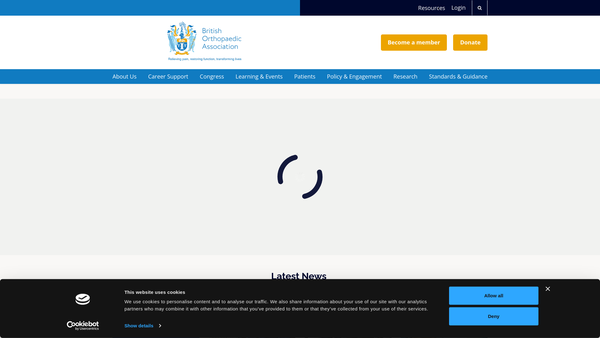 Screenshot of the British Orthopaedic Association website