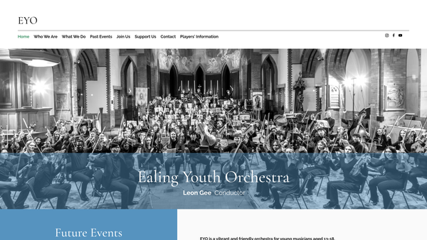 Screenshot of the Ealing Youth Orchestra website