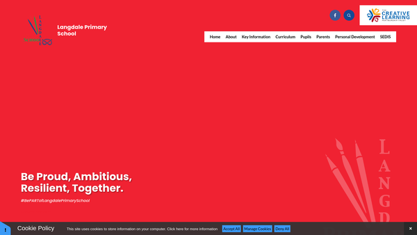 Screenshot of the Langdale Primary School PTFA website