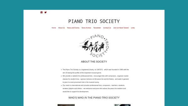Screenshot of the The Piano Trio Society website