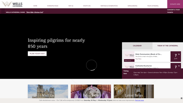 Screenshot of the The Wells Cathedral Trust website