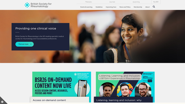 Screenshot of the British Society For Rheumatology website