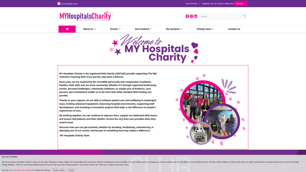 Screenshot of the The Mid Yorkshire Hospitals NHS Trust Charitable Fund And Related Charities website