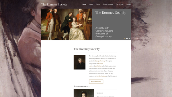 Screenshot of the The Romney Society website