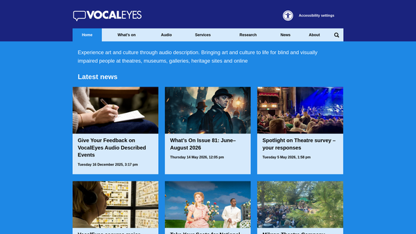 Screenshot of the Vocaleyes website