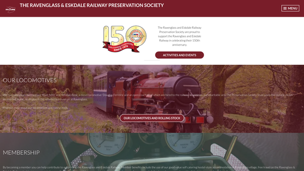 Screenshot of the Ravenglass And Eskdale Railway Preservation Society Trust website