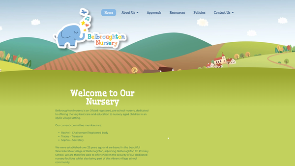 Screenshot of the Belbroughton Nursery website