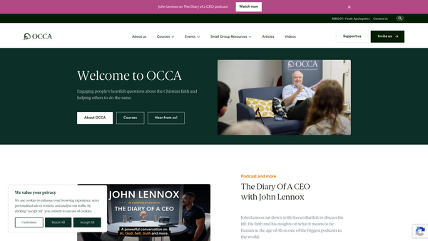 Screenshot of the OCCA House website