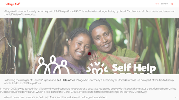 Screenshot of the Village Aid website
