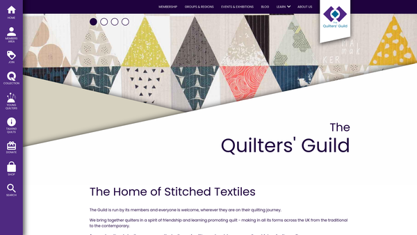 Screenshot of the The Quilters' Guild Of The British Isles website