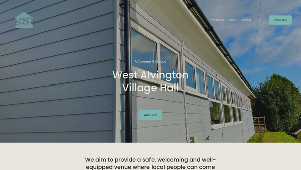 Screenshot of the West Alvington Village Hall website