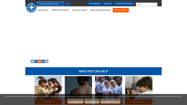 Screenshot of the Doctors Of The World UK website