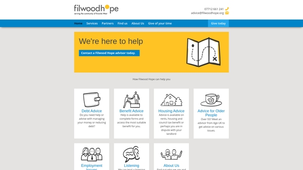 Screenshot of the Filwood Hope Ltd website