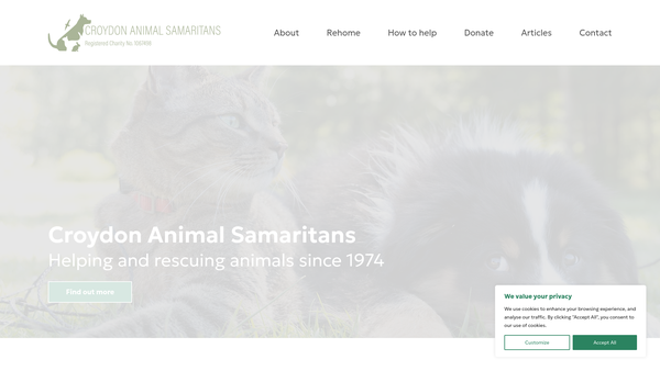 Screenshot of the Croydon Animal Samaritans website